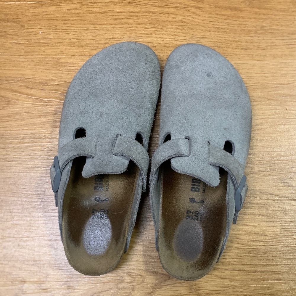 Birkenstock Gray Suede Clogs
